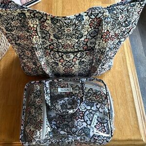 Vera Bradley tote and 3 bag makeup bag set